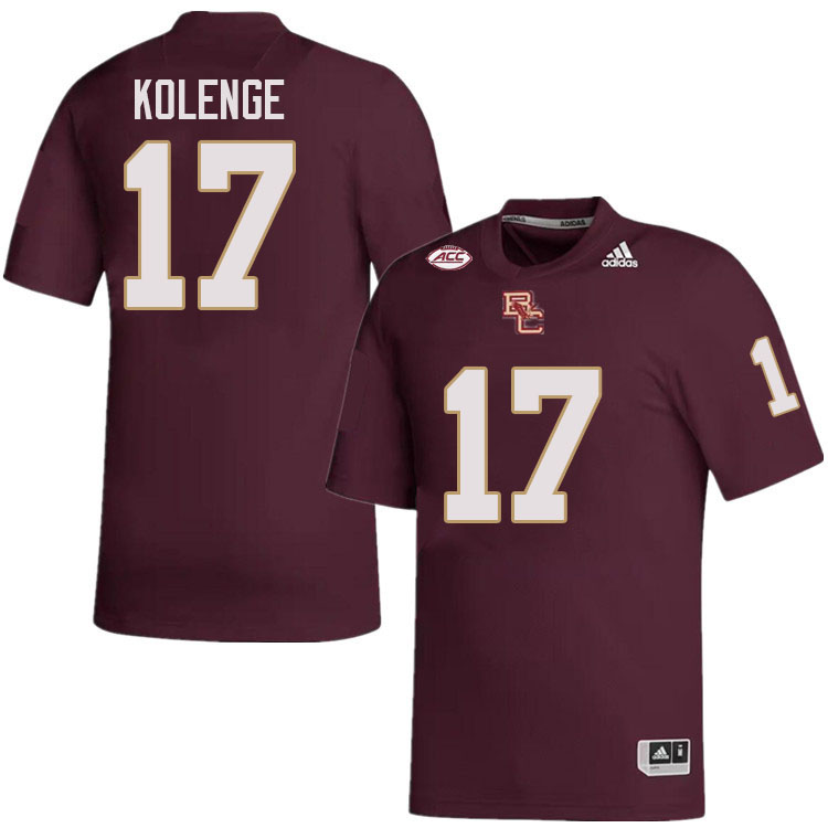 Boston College Eagles #17 Edwin Kolenge College Football Jerseys Stitched-Maroon